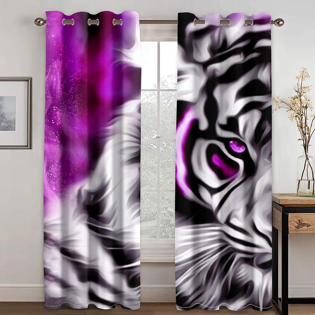 3D Animal Digital Art Psykedelisk Drømmefanger Løve Ulv Mønster Tynn Halvskygge Vindu Gardin for Soverom Stue Krok