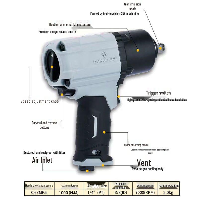 

Rongpeng R902 1/2 High Torque Pneumatic Impact Wrench for Automotive Repair Rongpeng R901 Standalone
