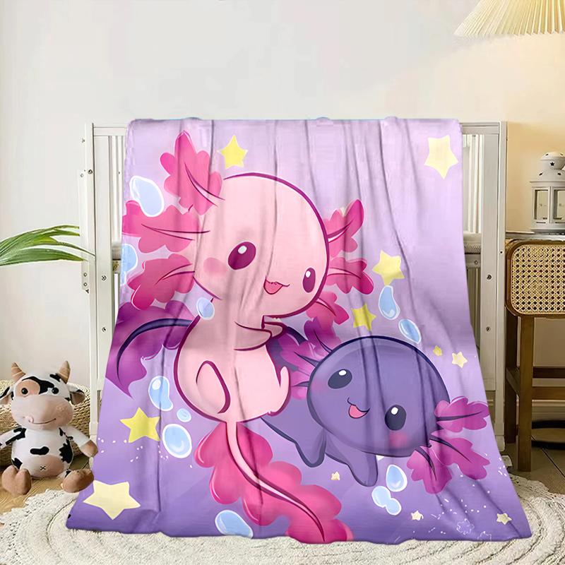 Axolotl Friends In Space Blanket Flannel Blanket for bed, sofa, Camping, Hiking, Picnic Essentials, gift for family Fan gifts