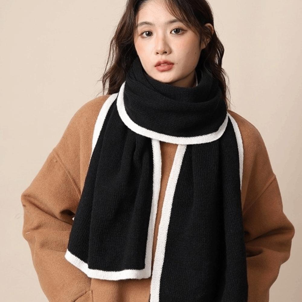 Wool Winter Scarf Thicken Plush Neckerchief Simple Knitted Scarfs Lady