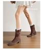 Women's Vintage Western Cowboy Ankle Boots - Ruched, Chunky Heel, Petite Height, Mid-Calf Martin Style