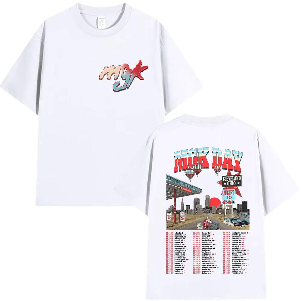 MGK Day Lost Americana Tour 2025 Graphic Print Pure Cotton Gothic Hip-hop T-shirt Oversized Hip-hop Fashion Streetwear