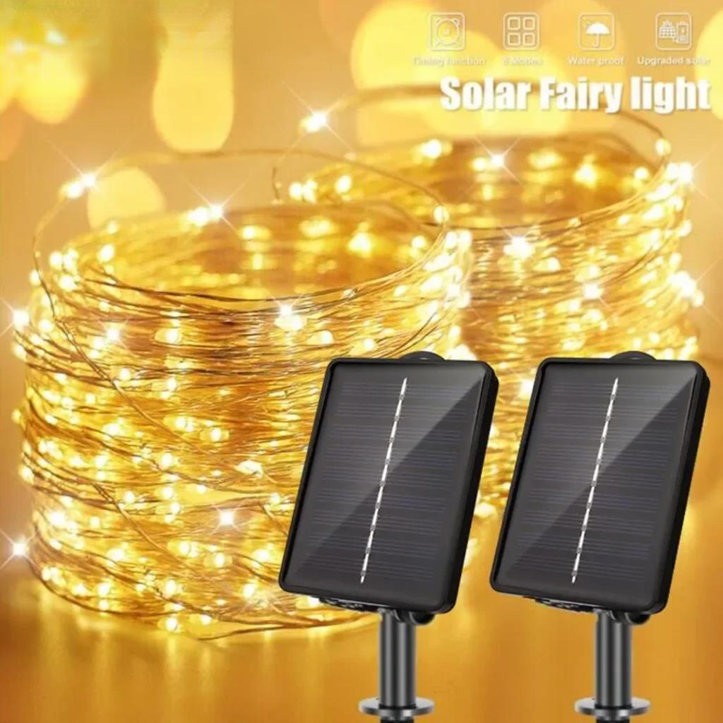 New Outdoor Solar Lamp String Lights Timing 200/300 LEDs Fairy Holiday Christmas Party Garland Solar Garden Waterproof
