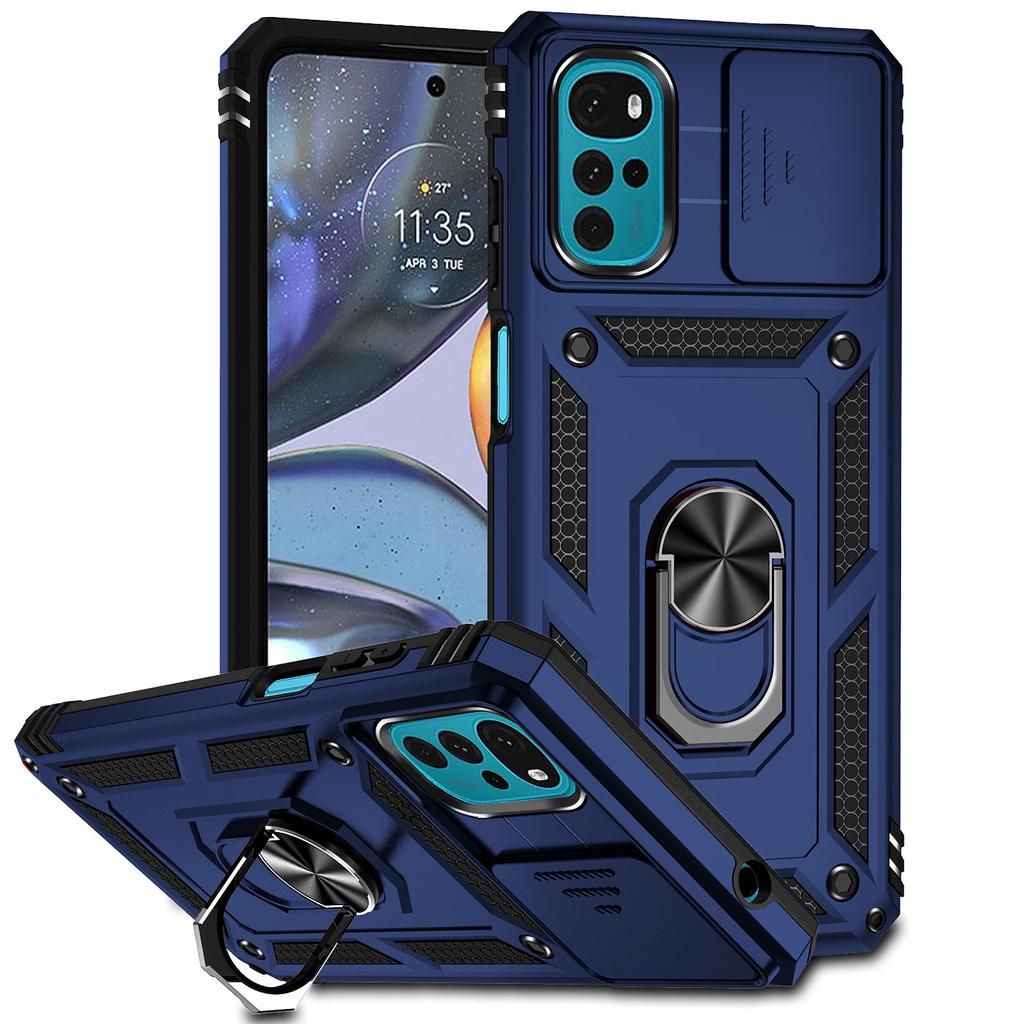 Armor Shockproof Case For Motorola Moto G22 G 5G 2022 G31 G50 G60S  Ring Holder Slide Window Lens Protection Phone Cover