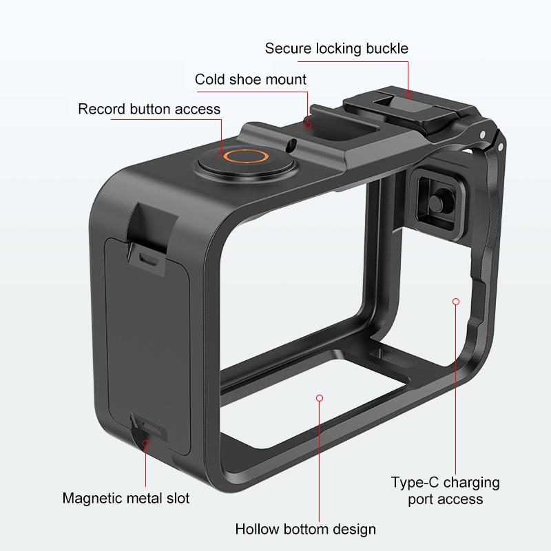 PULUZ Plastic Expansion Frame For DJI Osmo Action 6, Action6 Camera Cage Cold Shoe Vertical-Horizontal Adapter Mount