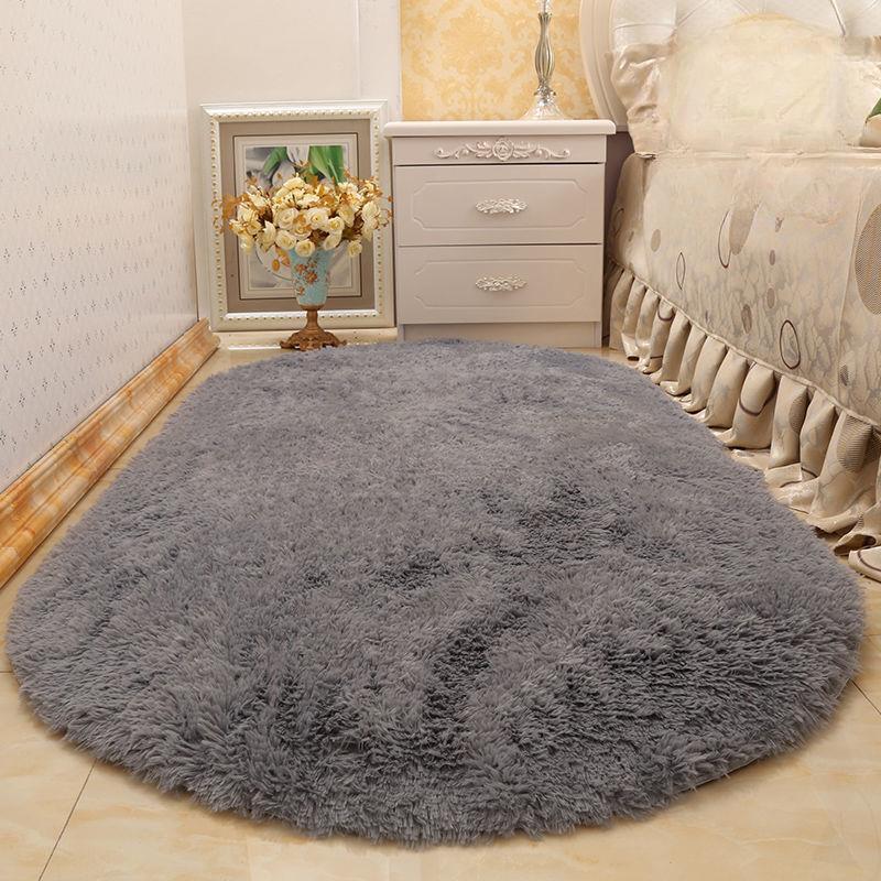 Oval Fluffy Carpet Shaggy Rug Bedside Mat Cute Colorful Living Room Rug Long Hair Carpet Home Decoration