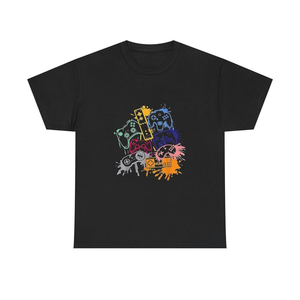 Colorful Retro Video Game Controllers T-Shirt | Gamer Art, Neon Splash