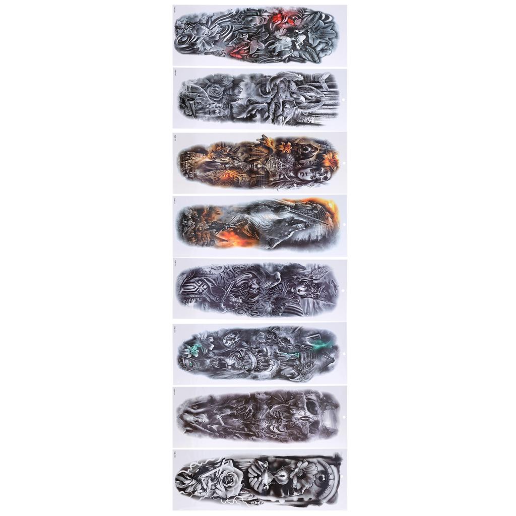 8 Sheets Full Arm Tattoo Sticker Waterproof Party Exquisite Temporary Tattoo Sticker for Men Women