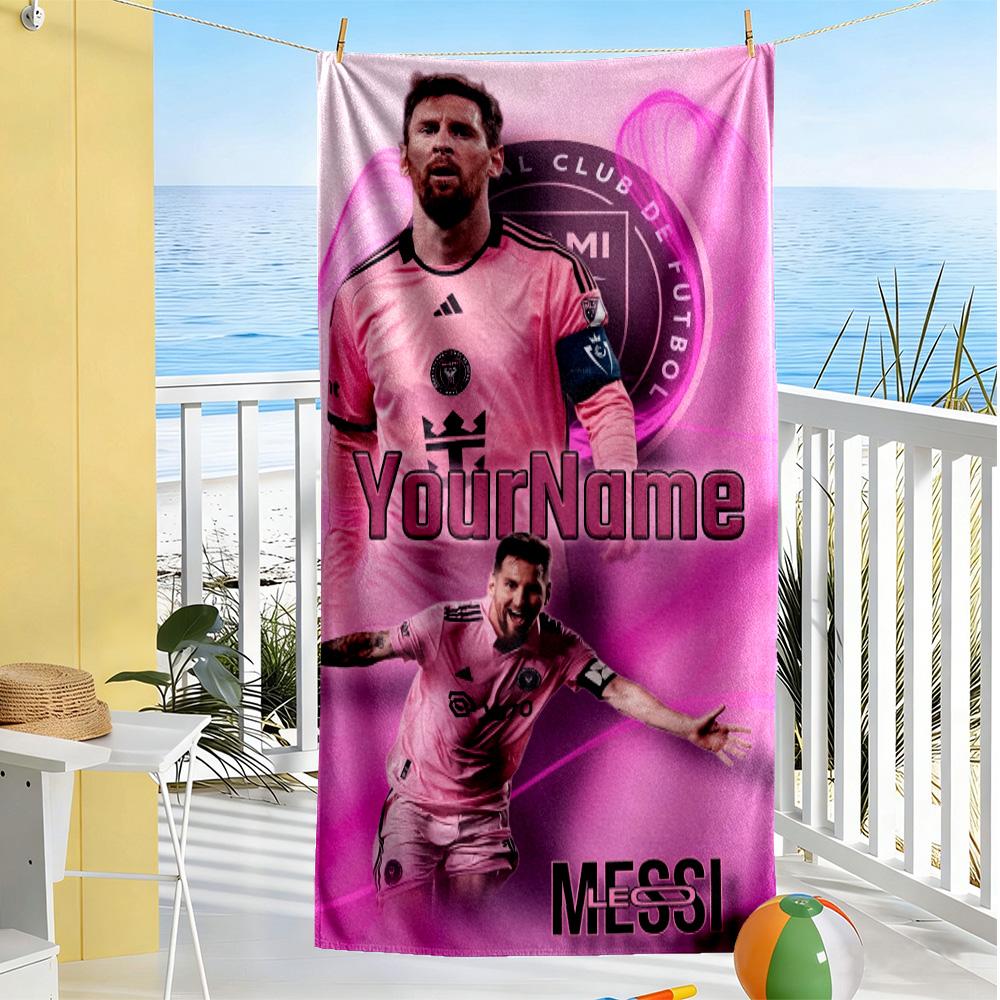 Messi Personalized Name Beach Towel High Absorbency & Quick-Dry Suitable for Swimming Gym Camping Yoga Vacation
