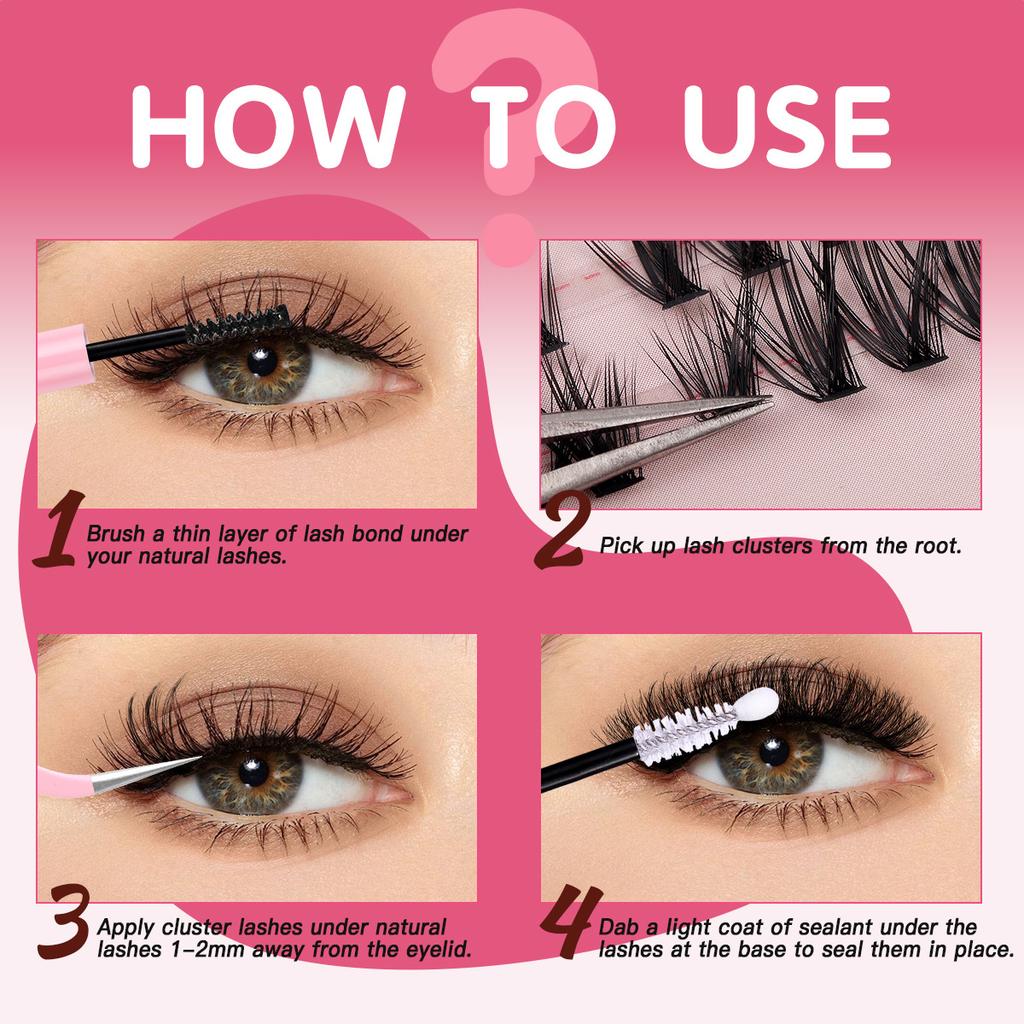532 Tufts Of Diy Single Tufts Of False Eyelashes, Natural Thick D-Song Segmented Mixed Eyelashes