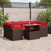 VidaXL Garden Lounge Set with Cushions 7pcs Brown Wicker Acacia, Outdoor Sofa Set, Garden Furniture 3326275