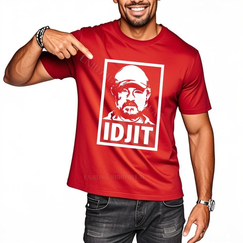 

Mens Top Graphic Basic T Shirt Man Pointing To Idjit Short sleeve Essential Teeshirts Retro Cotton Unisex Tshirt S