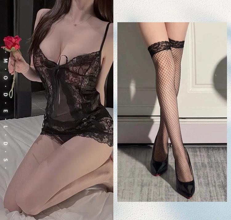 Sex Lingerie Purple Suspender Pajamas Women's Suit Sexy Transparent Lace Uniform Seduction Cosplay See-through Outfit