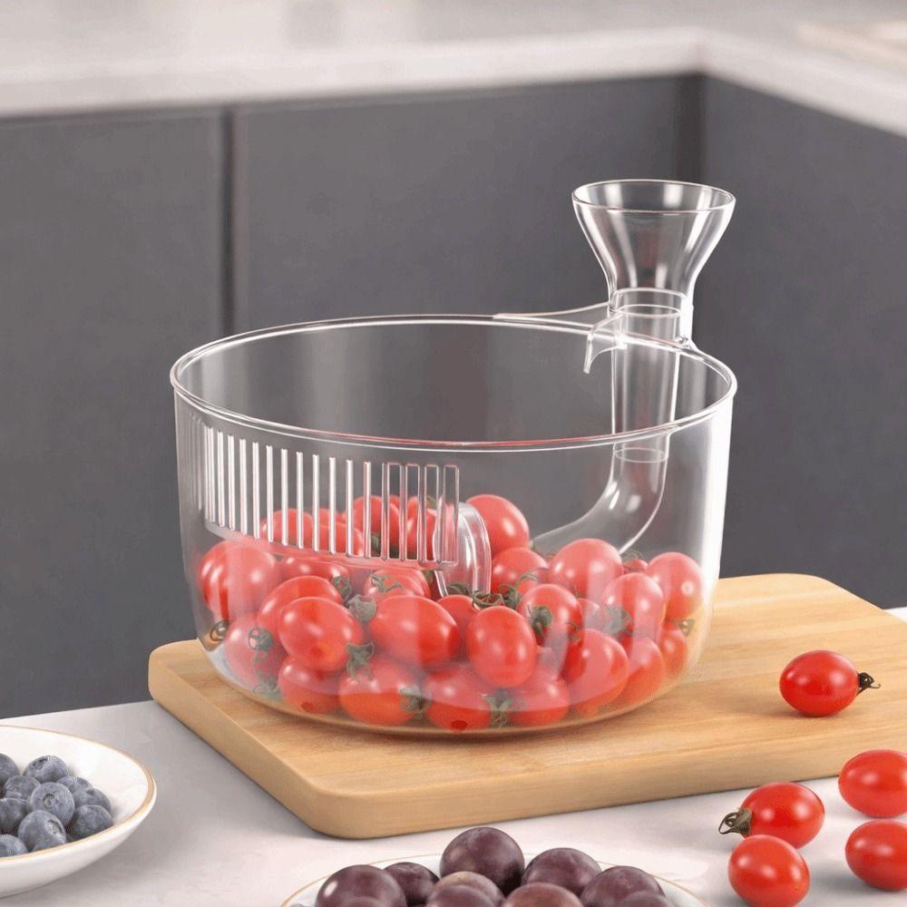 Plast Automatisk Tvättskål Transparent Grönsaks-sköljare Behållare Frukt-svarvare Utomhus