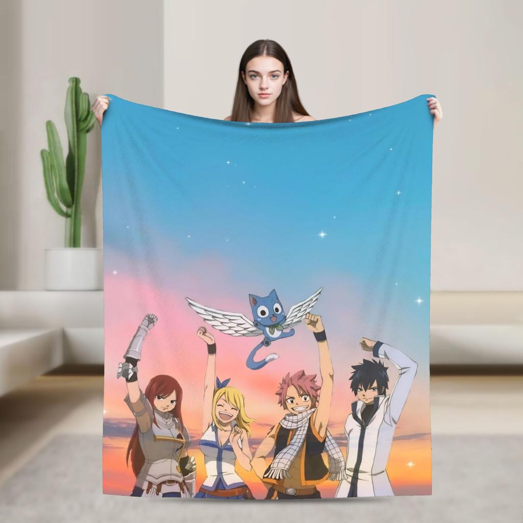 Fairy Tail Blankets Decorative Flannel Throw Blanket For Outdoor Warm Custom DIY Quality Bedspread Gift Idea