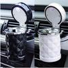 Portable Mini White Car Ashtray Cigarette Cylinder Holder With Blue LED Light