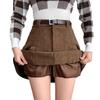 Women's A-Line Pleated Corduroy Wool Skirt with High Waist and Built-in Shorts for Autumn/Winter 2024.