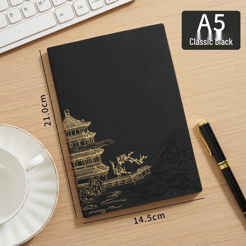 A5 Suede Leather Business Notebook, Custom Chinese-Style Diary with Logo Printing Options