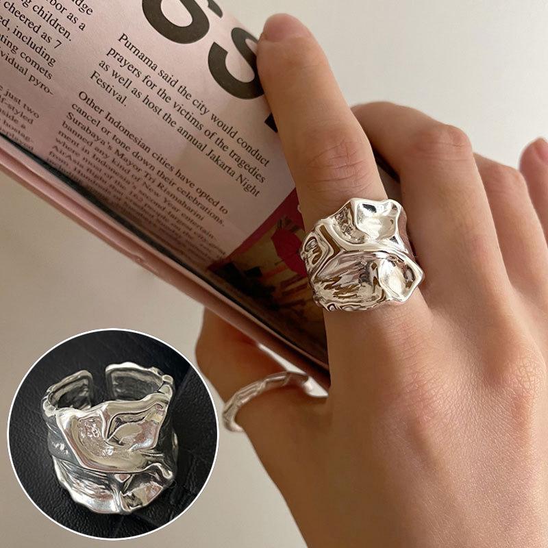 

Корейское посеребренное винтажное кольцо-кроссовер из серебра S925 - Женское открытое кольцо круглой и квадратной формы для указательного пальца Adjustable Opening