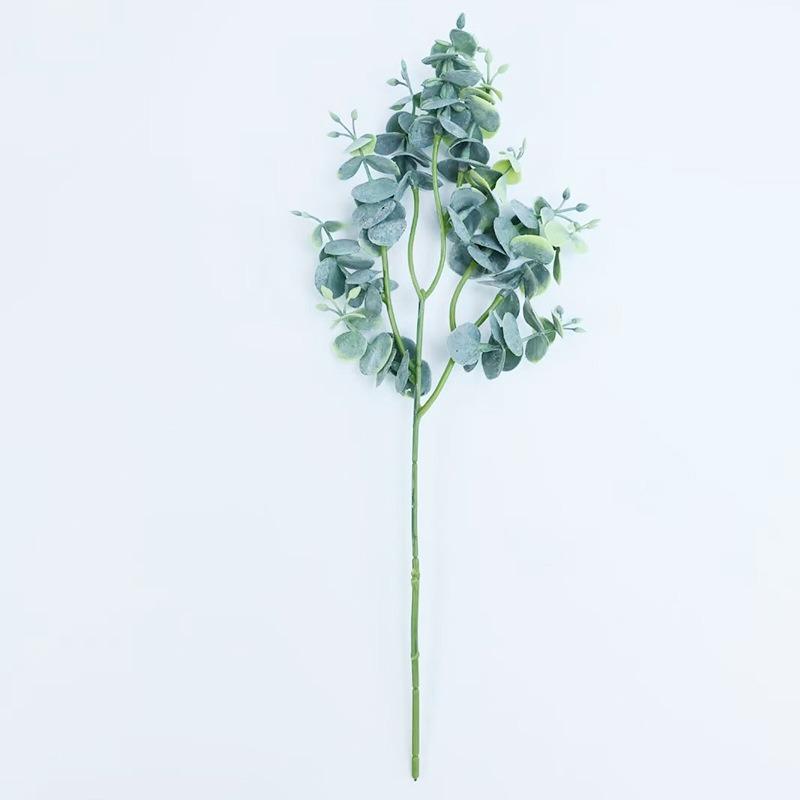 Single 3 Prong Pointed Eucalyptus Leaf Home Interior Decoration Flower Arrangement Simulation Plastic Wedding Money