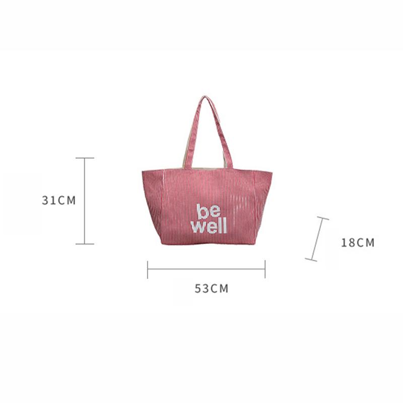 Striped Tote Bag For Women Large Capacity Shoulder Bag Two-sides Reversible Hand Bag Traveling And Shopping Underarm Bag CLE