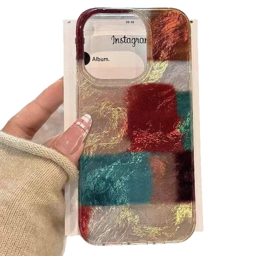 For Apple Mobile Phone Case Design Sense Niche for Apple Mobile Phone Protective Case Lanyard Aurora Gradient Mobile Phone Case Two-in-one