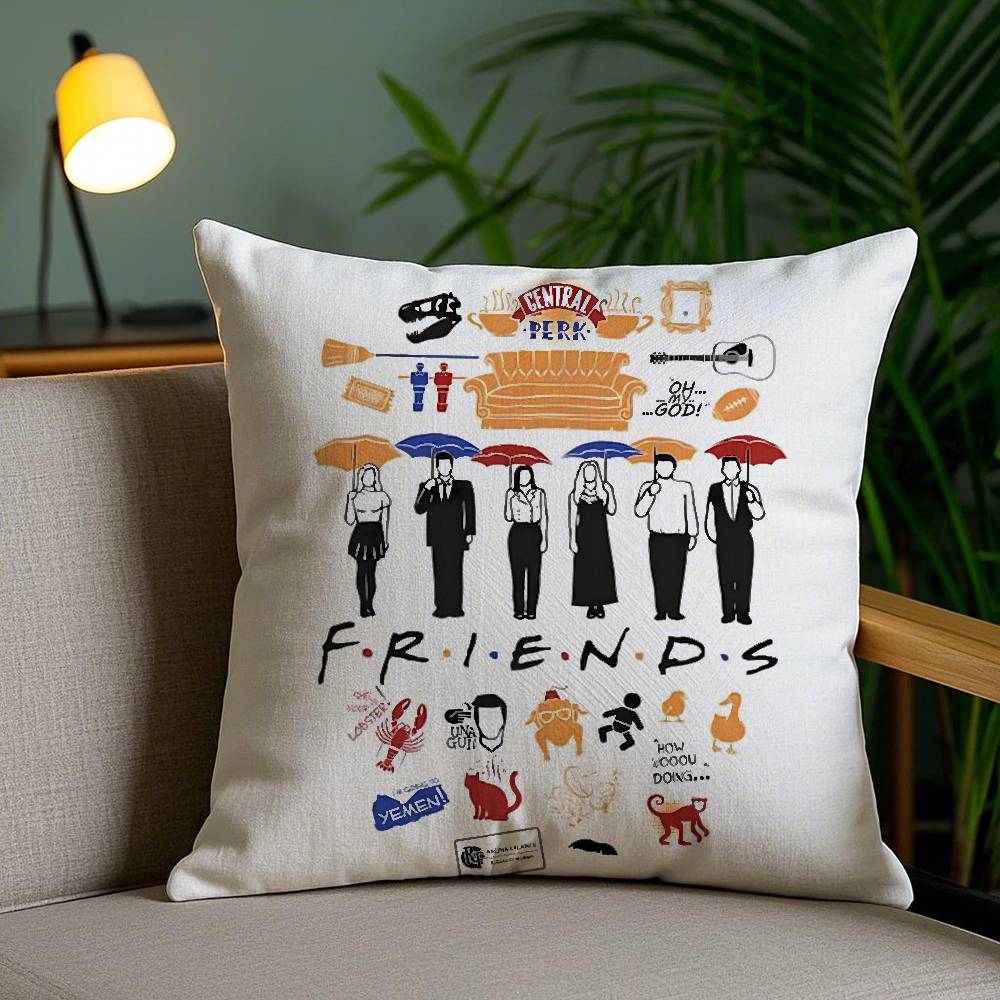 Classic F-Friends Tv Show Pillow Case Home Dorm Chair Back Short Plush Double-Sided Printing Office Nap Time Cushion Cover