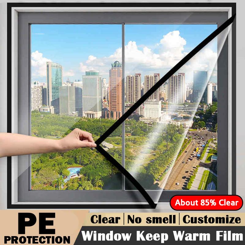 DIY Transparent Winter Insulation Film Detachable Home Window Windproof Soft Glass Screen Self-Adhesive Keep Warm Film