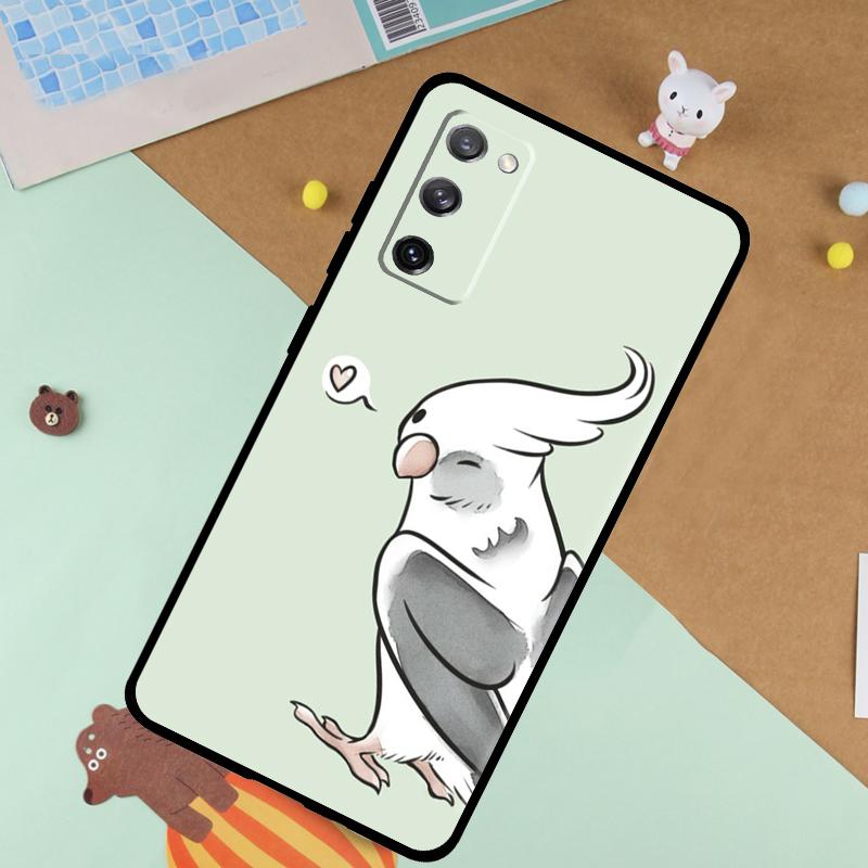 Cartoon Animal Chubby Cockatiel Soft Case For Samsung Galaxy S24 Ultra S9 S10 S20 S22 S21 Plus S23 FE S25 Ultra Funda Cover