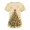 Women's Christmas Uniform V-Neck Short Sleeve Work Top for Caregiver