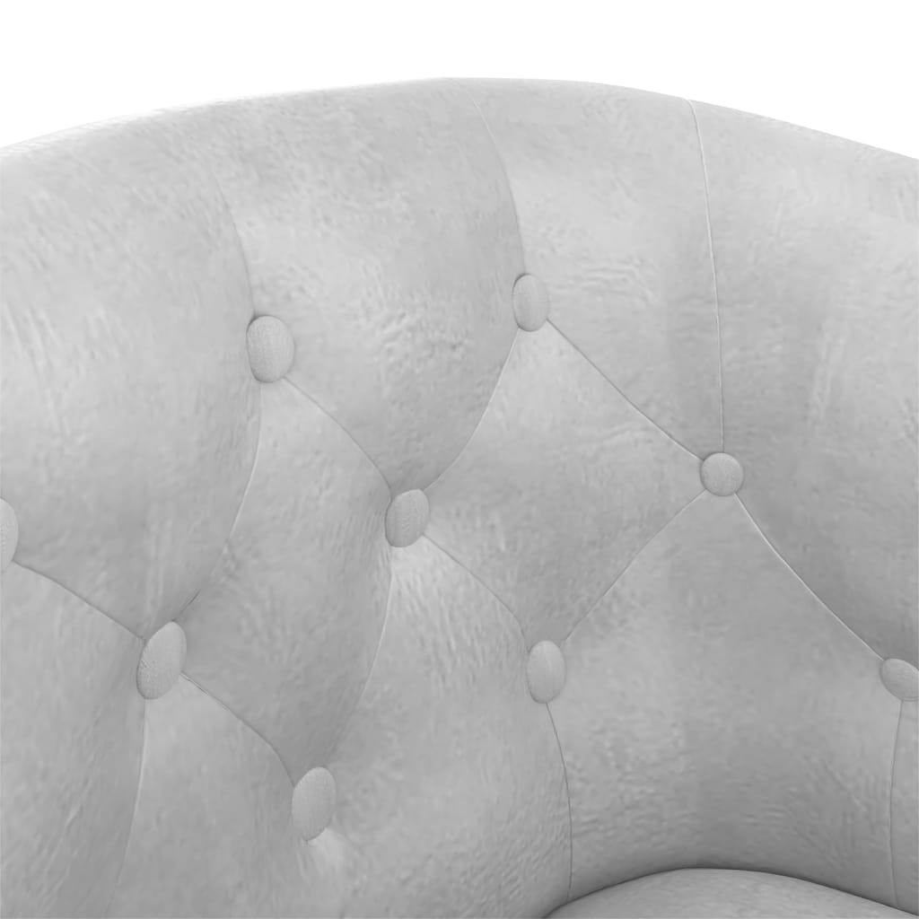 Club Chair with Footstool Silver Faux Leather