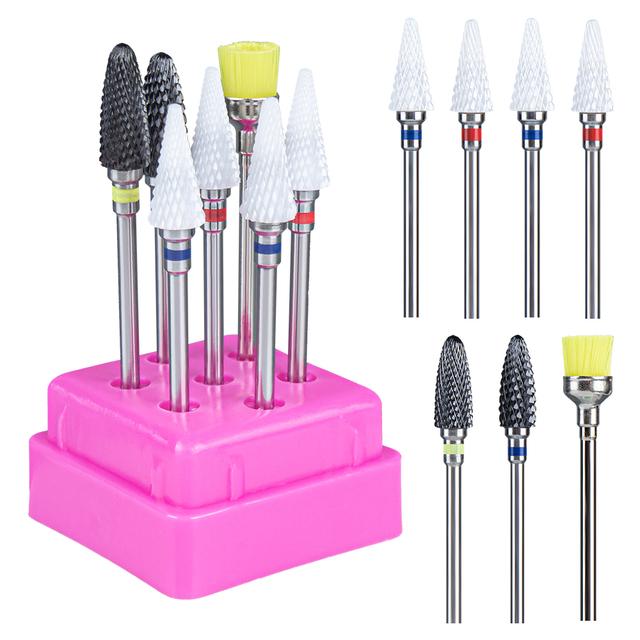 7pcs Ceramic Nail Drill Bits Set Milling Cutter for Manicure Machine Accessories Rotary Burrs Pedicure Cutter for Remove Gel Bit