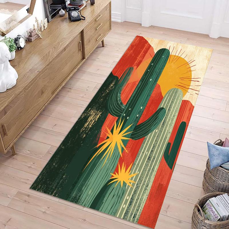 

1Persian Cactus Pattern Patterned Floor Mat Suitable for Kitchen Hallway Bedroom Entrance Bathroom Home Living Room Study Carpet 50x150CM