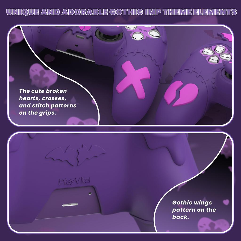 PlayVital Gothic Imp Cute Protective Cover for Ps5 Includes 4 Thumb Grip Caps and 6 Grip Cover for Ps5 Compatible with Official Ps5 Charging Station