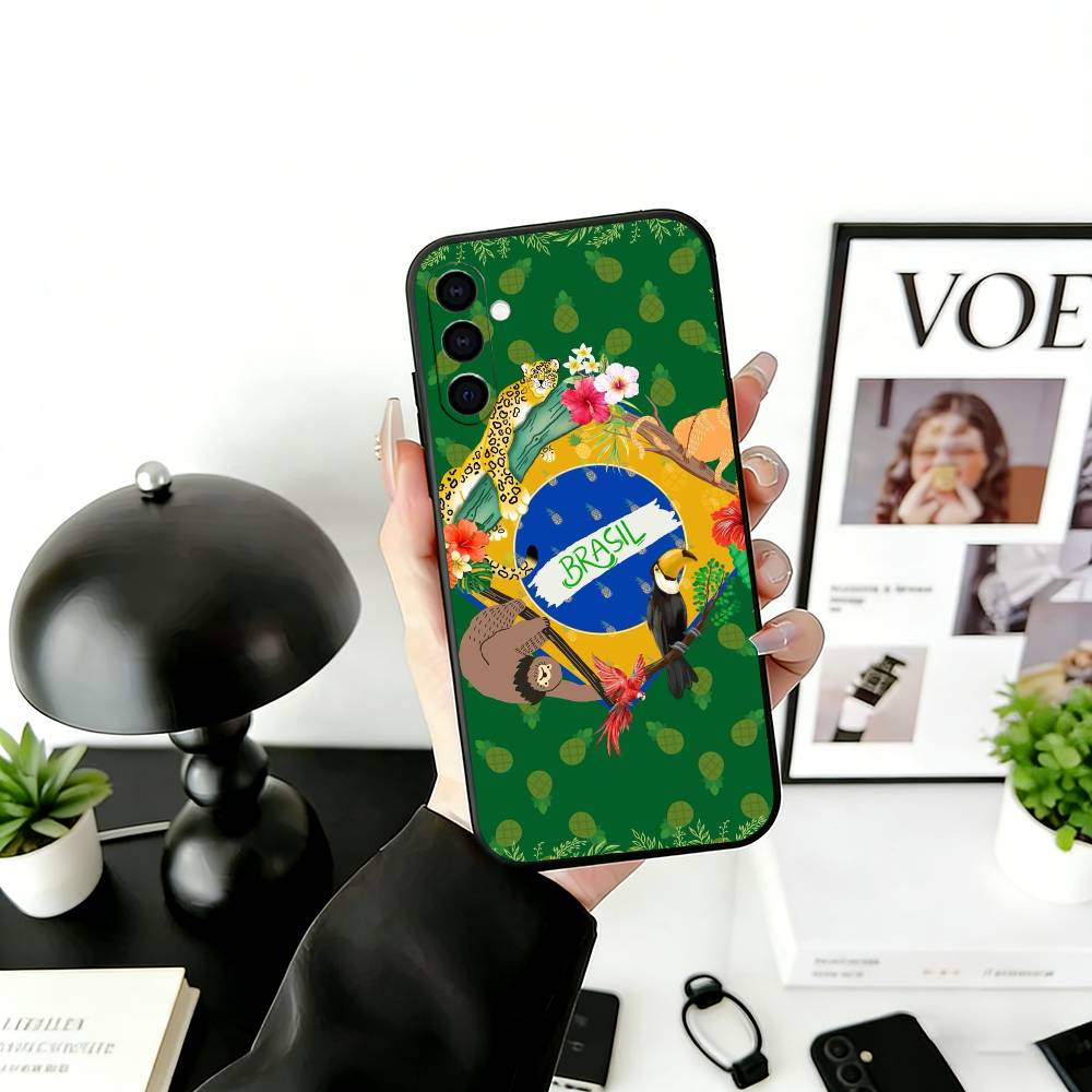 B-Brazil B-Brazilian Flag Phone Case For Samsung Galaxy A73,A72,A71,A70,A53,A52,A51,Soft Silicone Black Cover