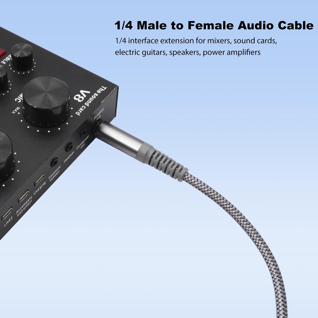 Studio Grade 6.35mm TRS Male to Female Audios Cable AntiInterference Design Gold Contact Durability Construction