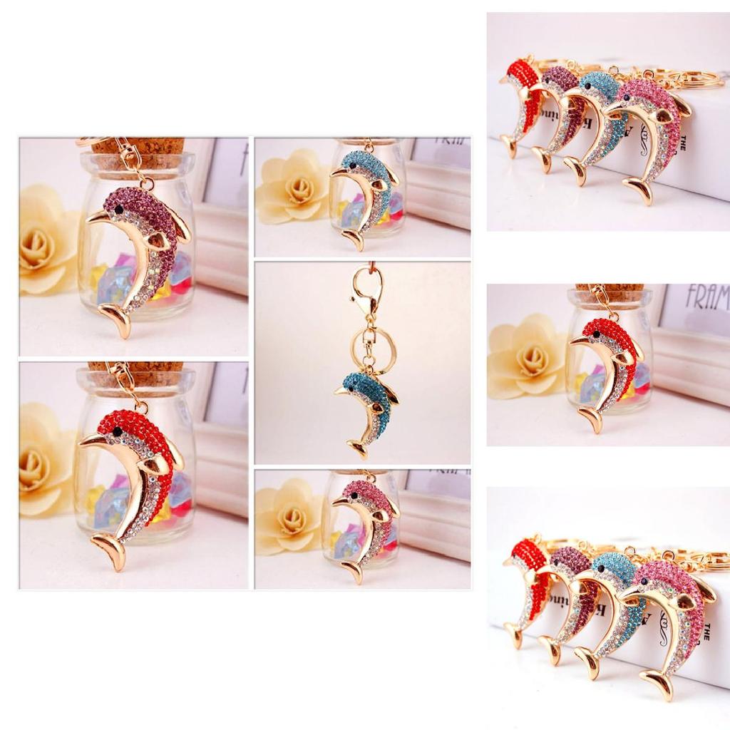 Sparkling Alloy Rhinestone Dolphin Car Keychain Ocean Charm Modern Simple Style