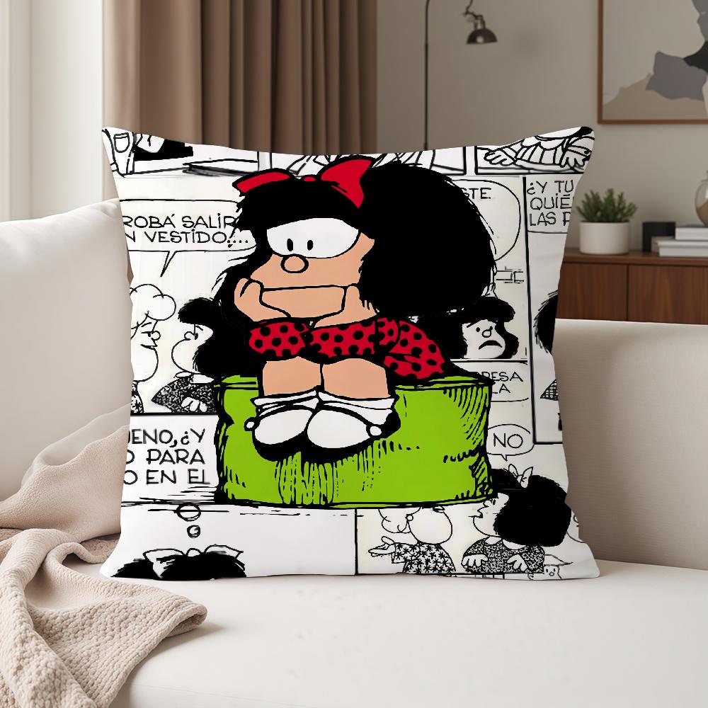 Cartoon Cute Mafalda Pillow Case Suitable For Bedrooms Living Rooms Cars Home Decoration