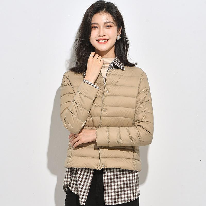 Light Down Jacket Women's Short Autumn and Winter Light Liner Wear Inner Round Neck Warm Large Size Coat