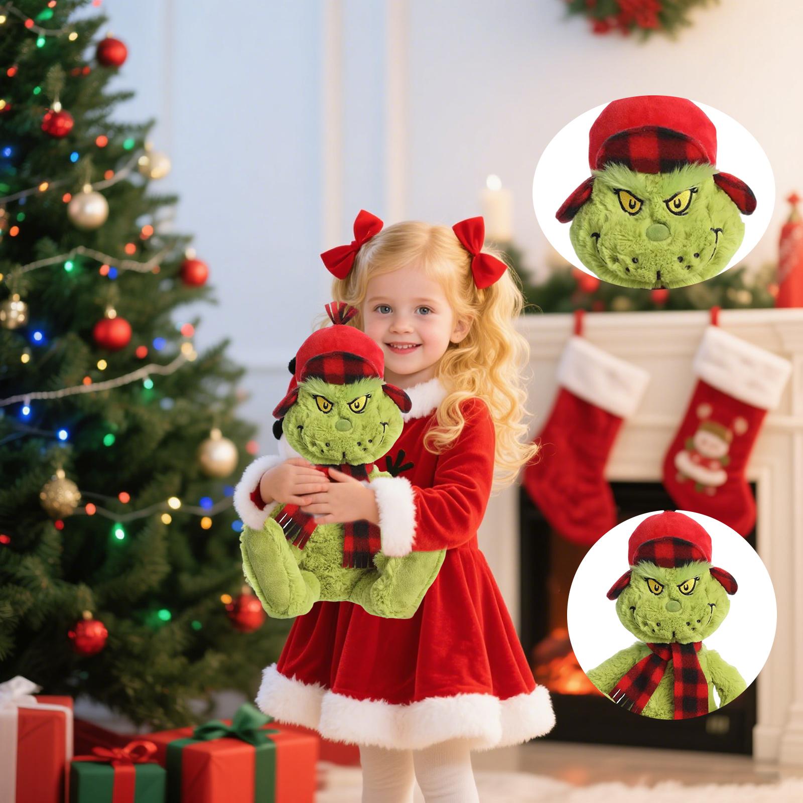 

Christmas Plush Toys - Green, Red Scarf And Ear N Hat - 9.45-inch Stuffed Toy - Ear-protective Hat - Christmas Plush Toys One Size
