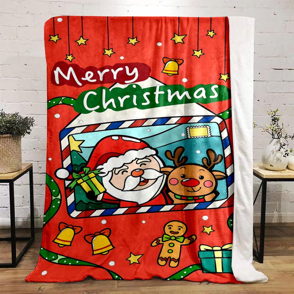 Merry Christmas Themed Festive Holiday Throw Blanket Bedroom Blanket for Livingroom Couch Lunch Break Soft Throw for Friend's Festival Gift