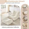 Lazy sofa with backrest and footstool, soft teddy fur bean bag floor reading chair, comfortable for living room, bedroom, study, apartment, Beige