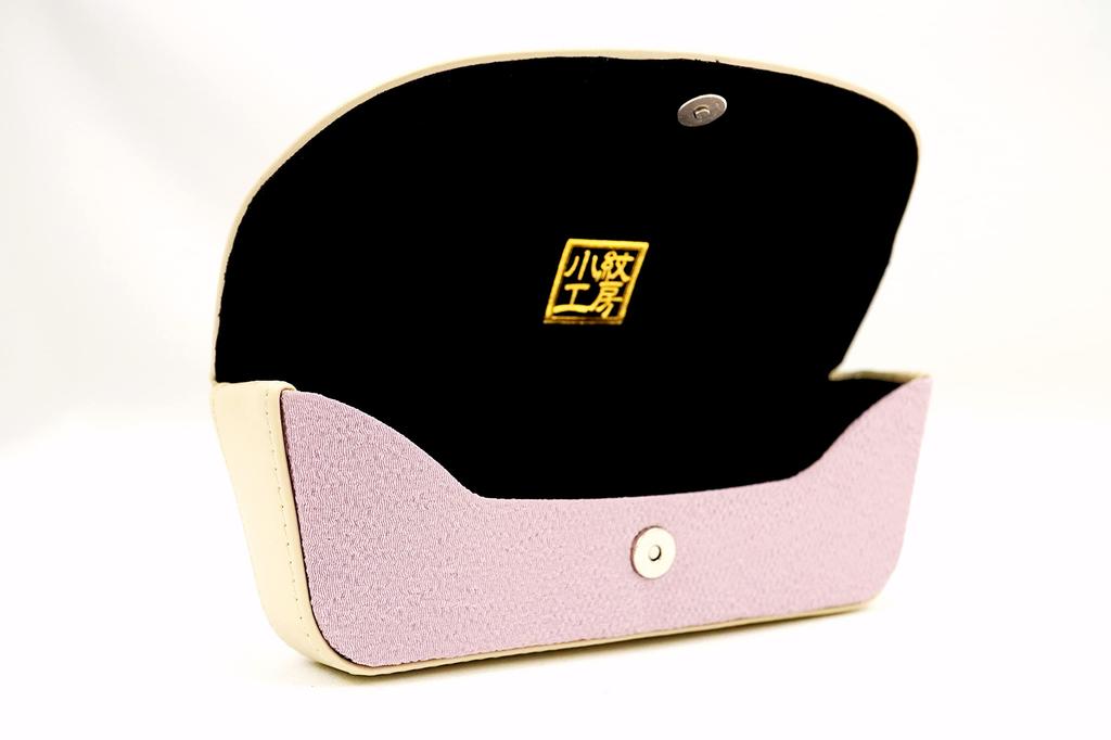 (1207-5) Uni Seni Futago Chirimen Japanese Pattern Eyeglass Case [Semi-Hard] [Modern Plum BlossomPink]