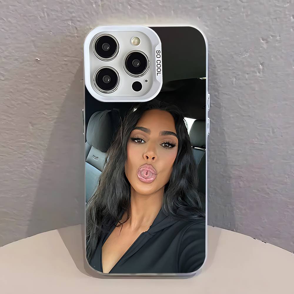 

Funny K-Kim K-Kardashian White Phone Case IMD Color Silver Shell For IPhone 17 16 15 14 13 12 11 Pro Max Plus iPhone16PROMAX