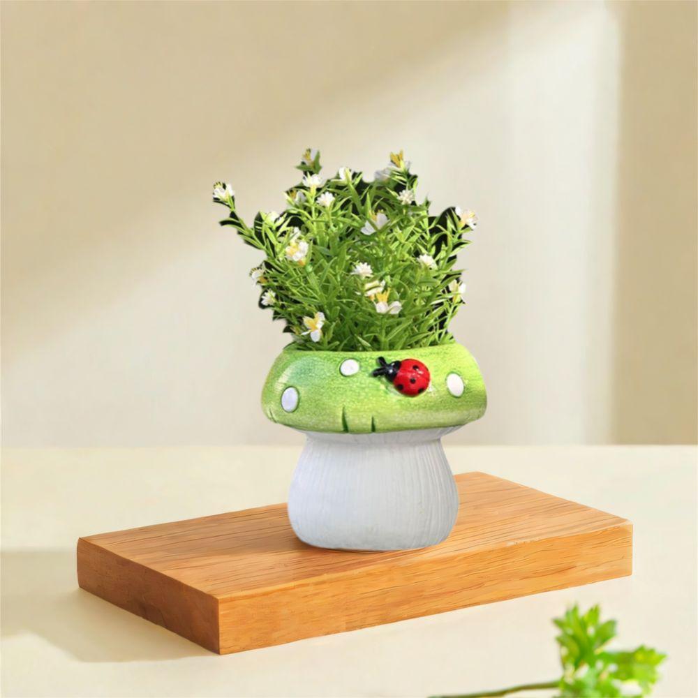 Ceramic Flower Pot Exquisite Hydroponic Flower Holder Desktop Ornament Mushroom Vase Succulent
