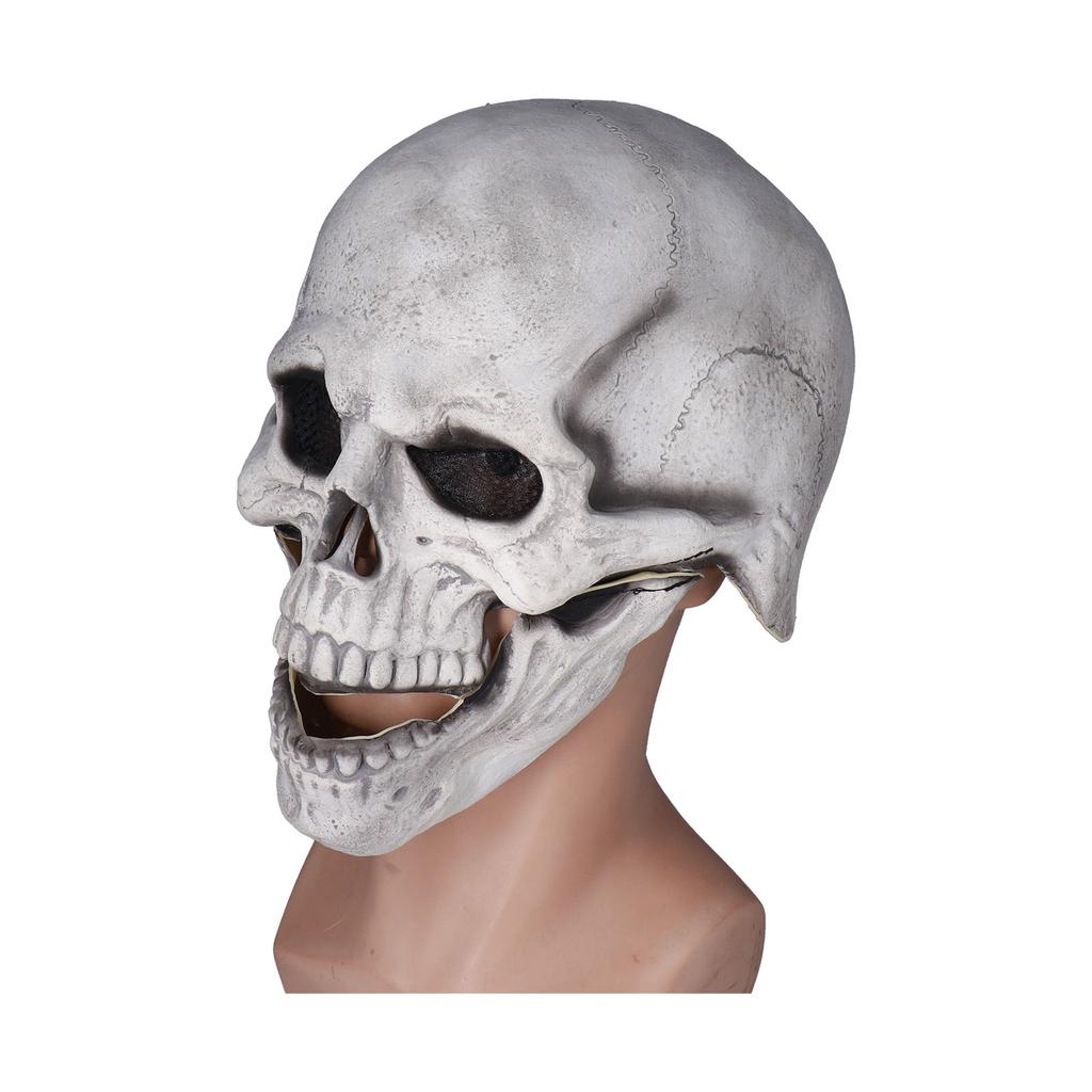 Scary Skull Mask with Movable Jaw Flexible Latex Halloween Costume Party Props Cosplay Accessory