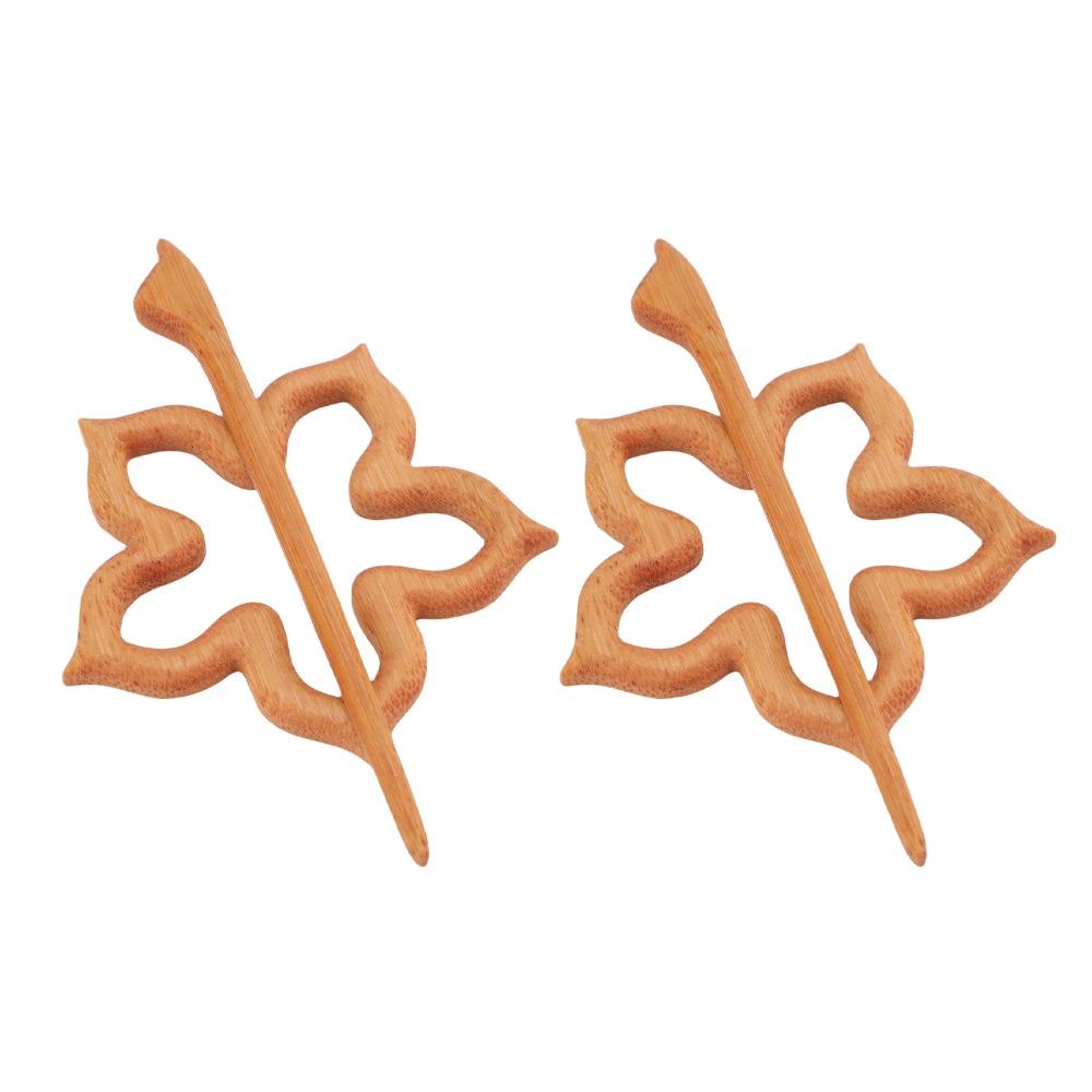 2pcs Handmade Wooden Flower Brooch Flower Shaped Scarf Buckle Brooch Wooden Brooch Pins For Sweater