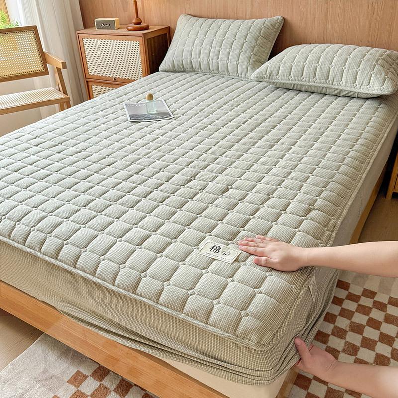 Klasse A Reine Baumwolle Gewaschene Baumwolle Baumwolle Einzel-Spannbettlaken Verdickte gesteppte Bettdecke Matratzen-Schutzbezug Abdeckung Staubdicht und Rutschfest