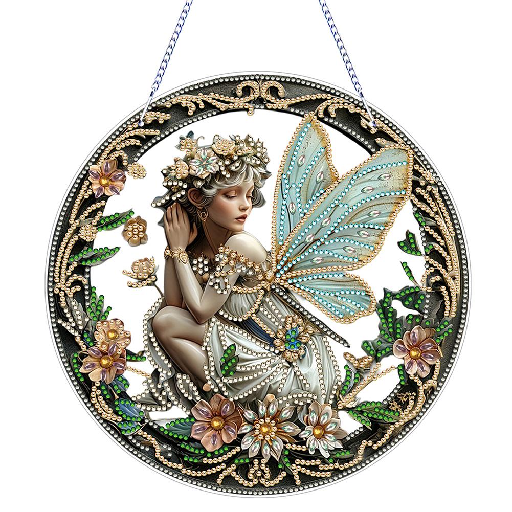 PVC Glass Special Shaped Vintage Pattern Diamond Painting Hanging Suncatcher Diamond Drawing Suncatcher Ornament for DIY Craft