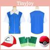 Pokmon Cosplay Kostüm Blauer Mantel Hut Handschuhe Pokéball Anime Set**